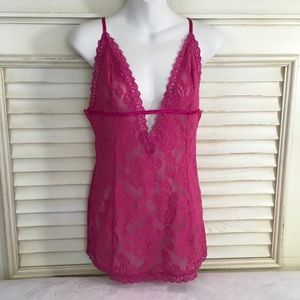 Victoria’s Secret Lace/Mesh Babydoll Deep Pink